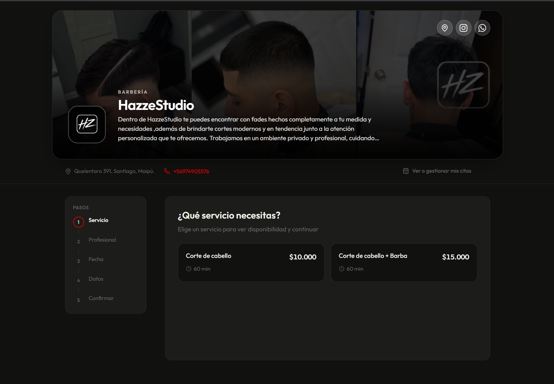 Captura de pantalla de YListo, plataforma de reservas